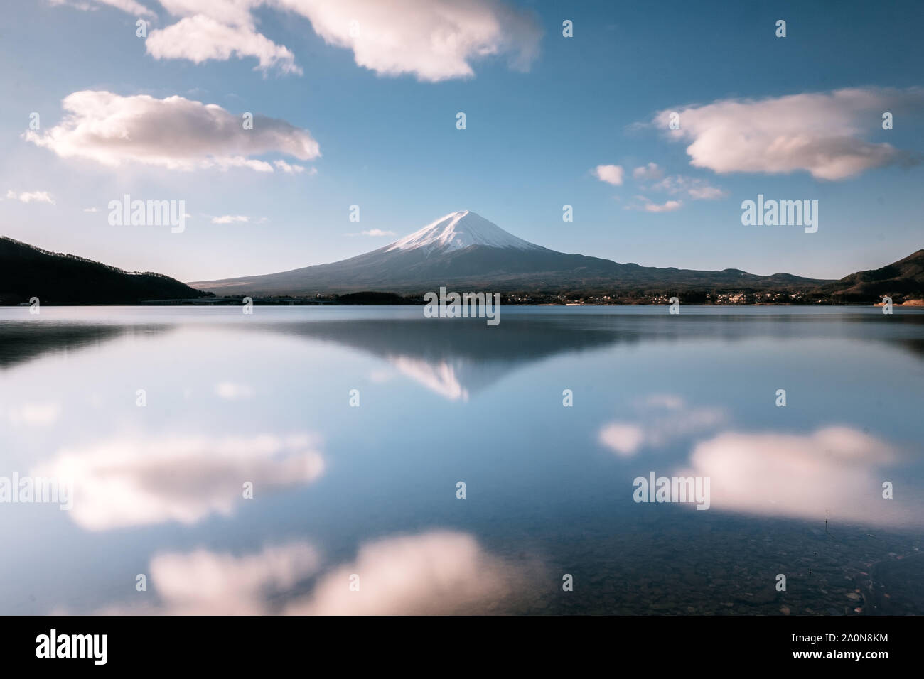 Mountain Fuji at Lake Kawaguchi Stock Photo