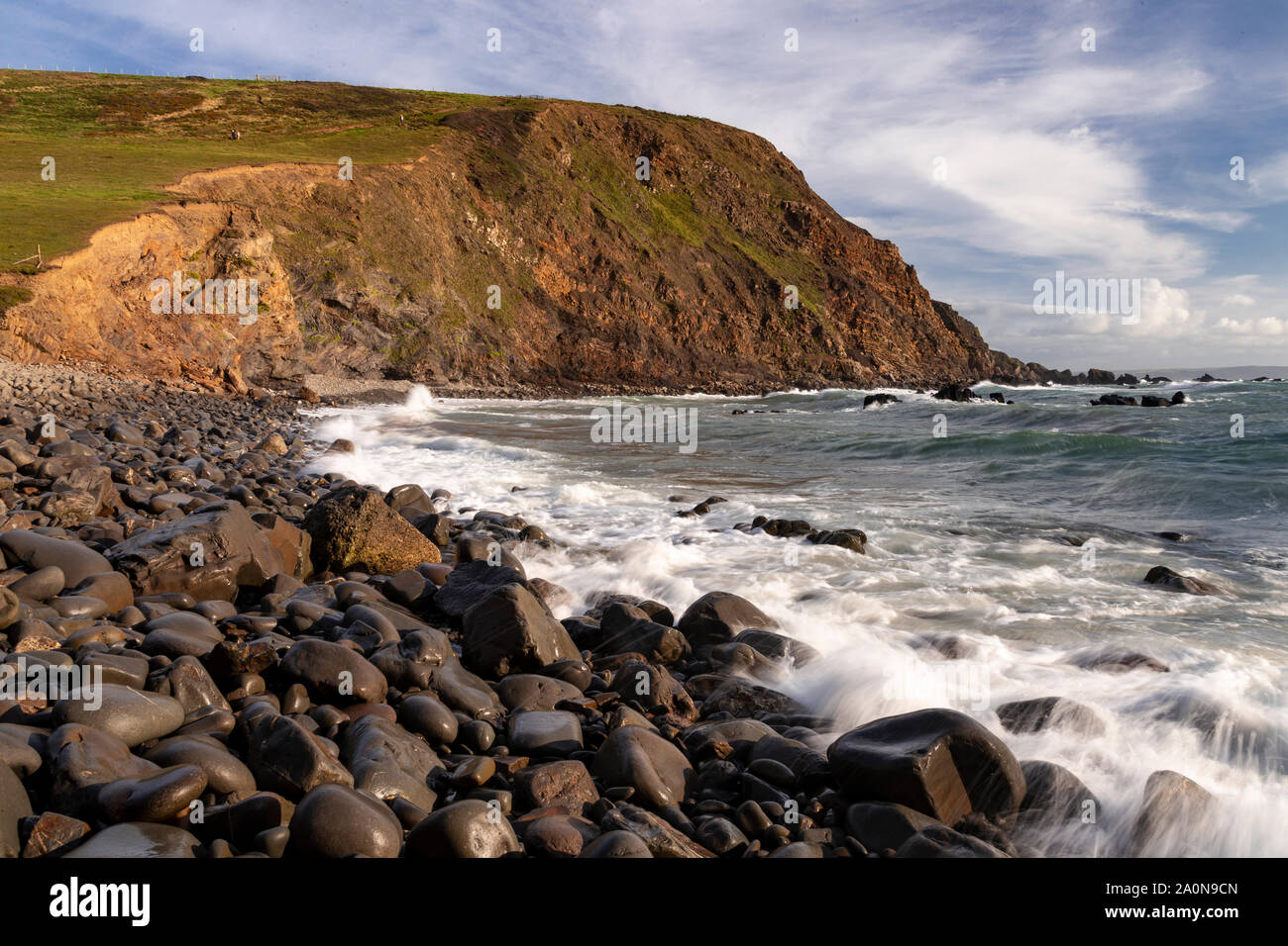 Atlantic coastline of North Cornwall at Duckpool Stock Photo