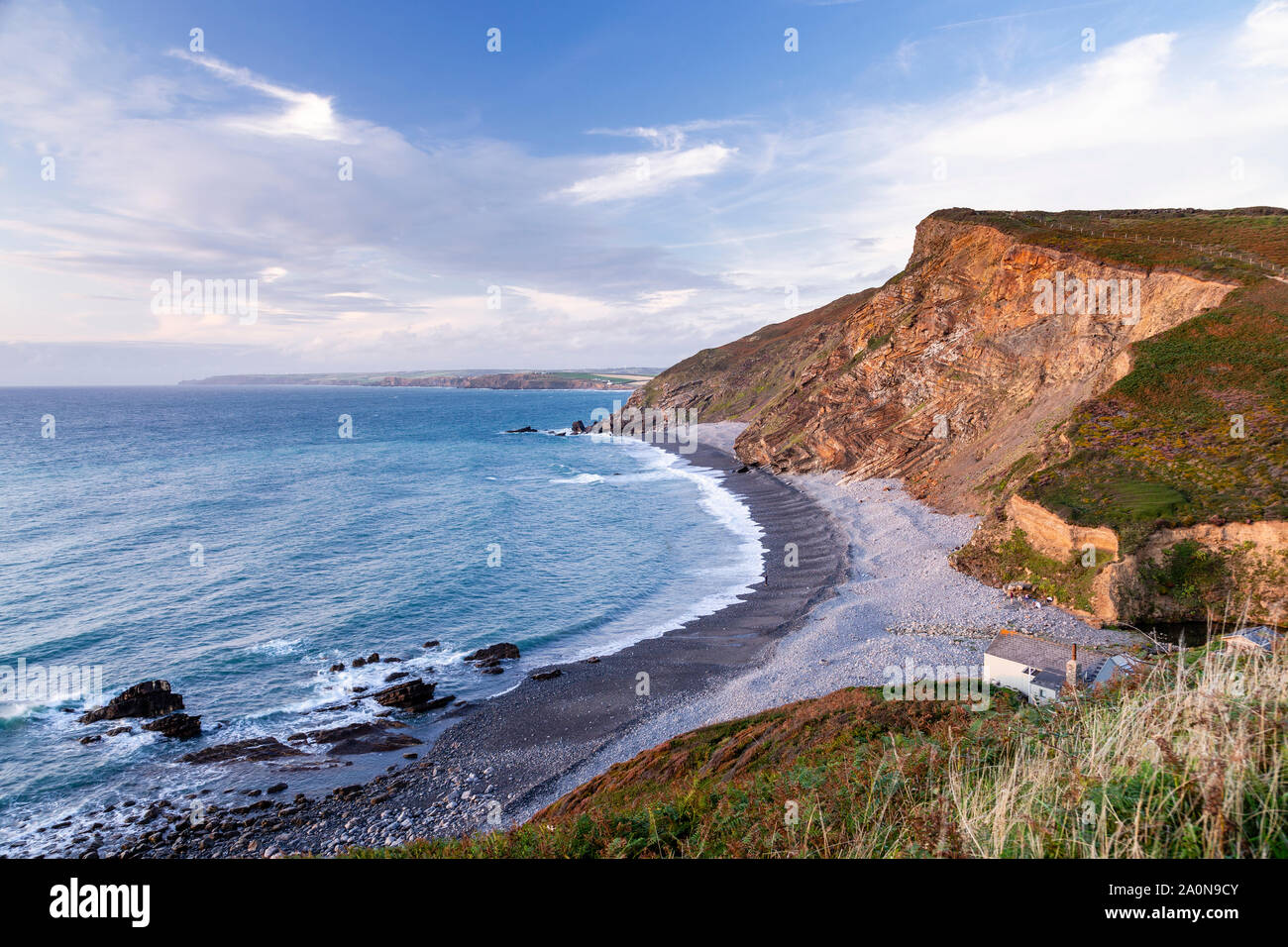 Atlantic coastline of North Cornwall at Duckpool Stock Photo