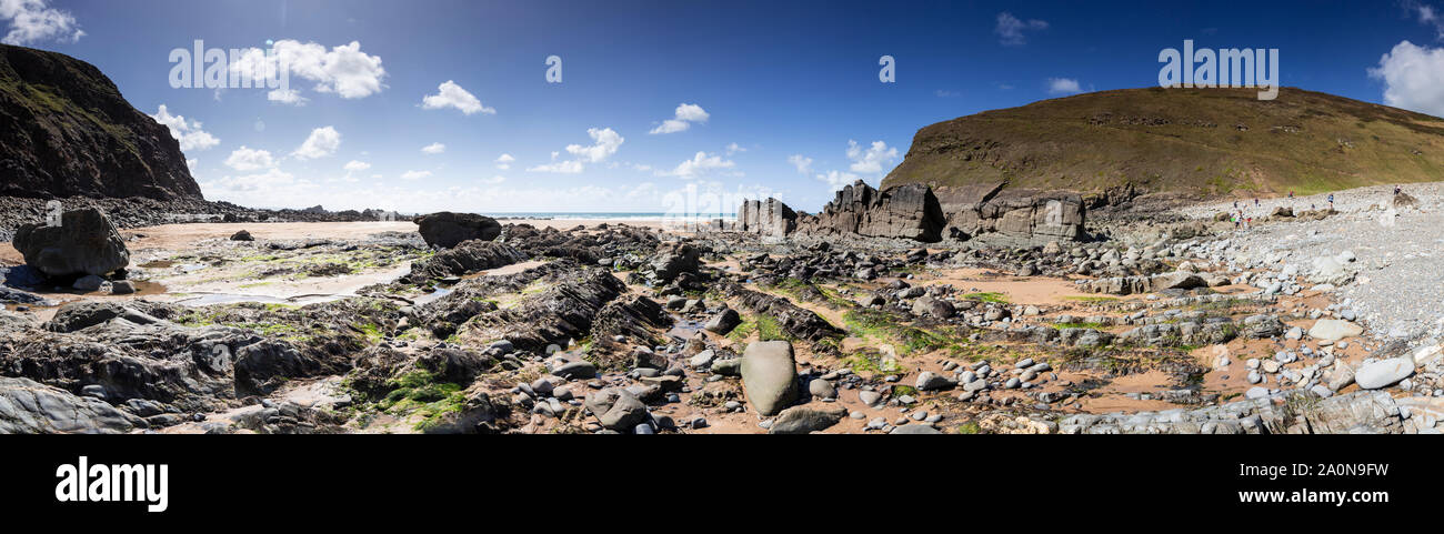 Atlantic coastline of North Cornwall at Duckpool Stock Photo