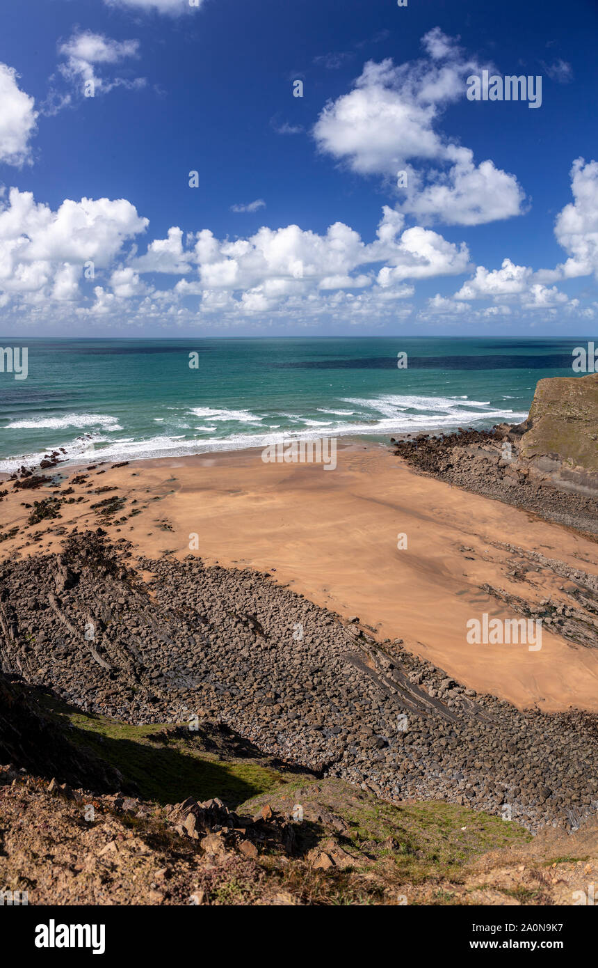 Atlantic coastline of North Cornwall at Duckpool Stock Photo