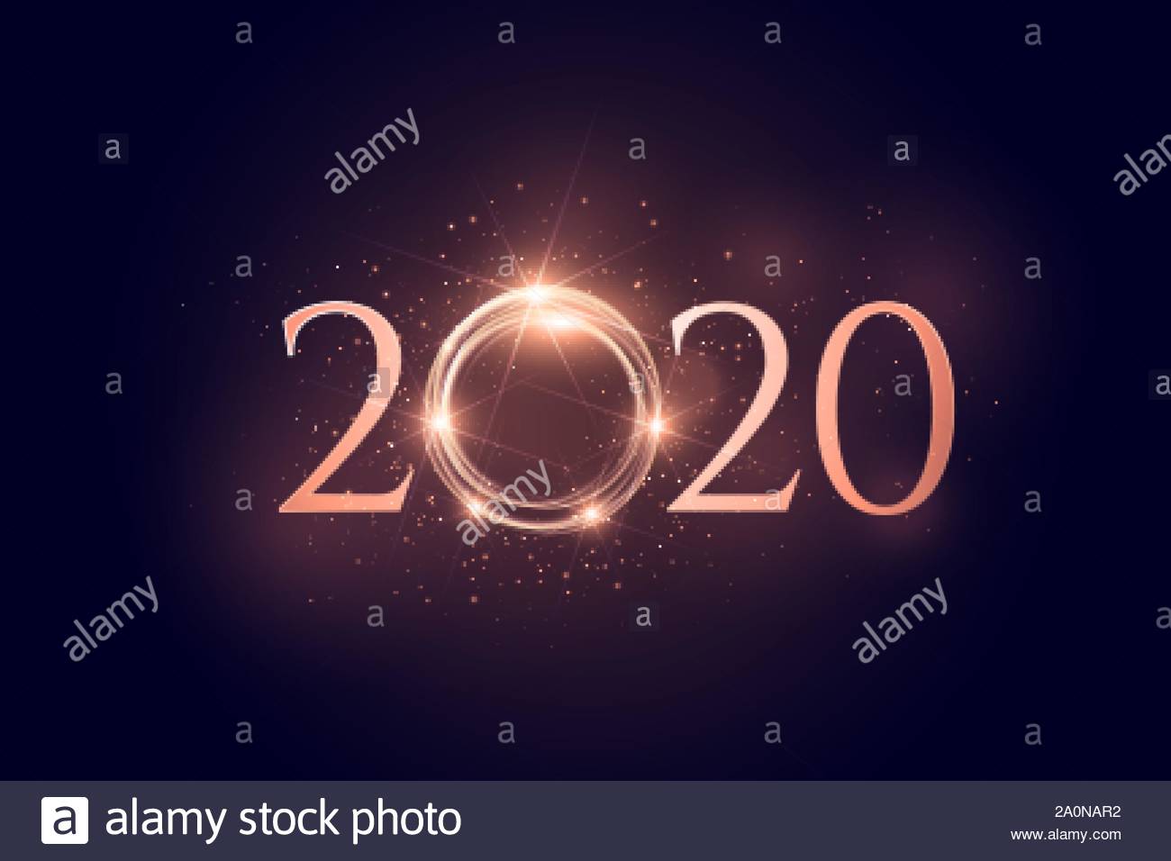 Glowing Happy New Year 2020 Celebration Background Design Stock