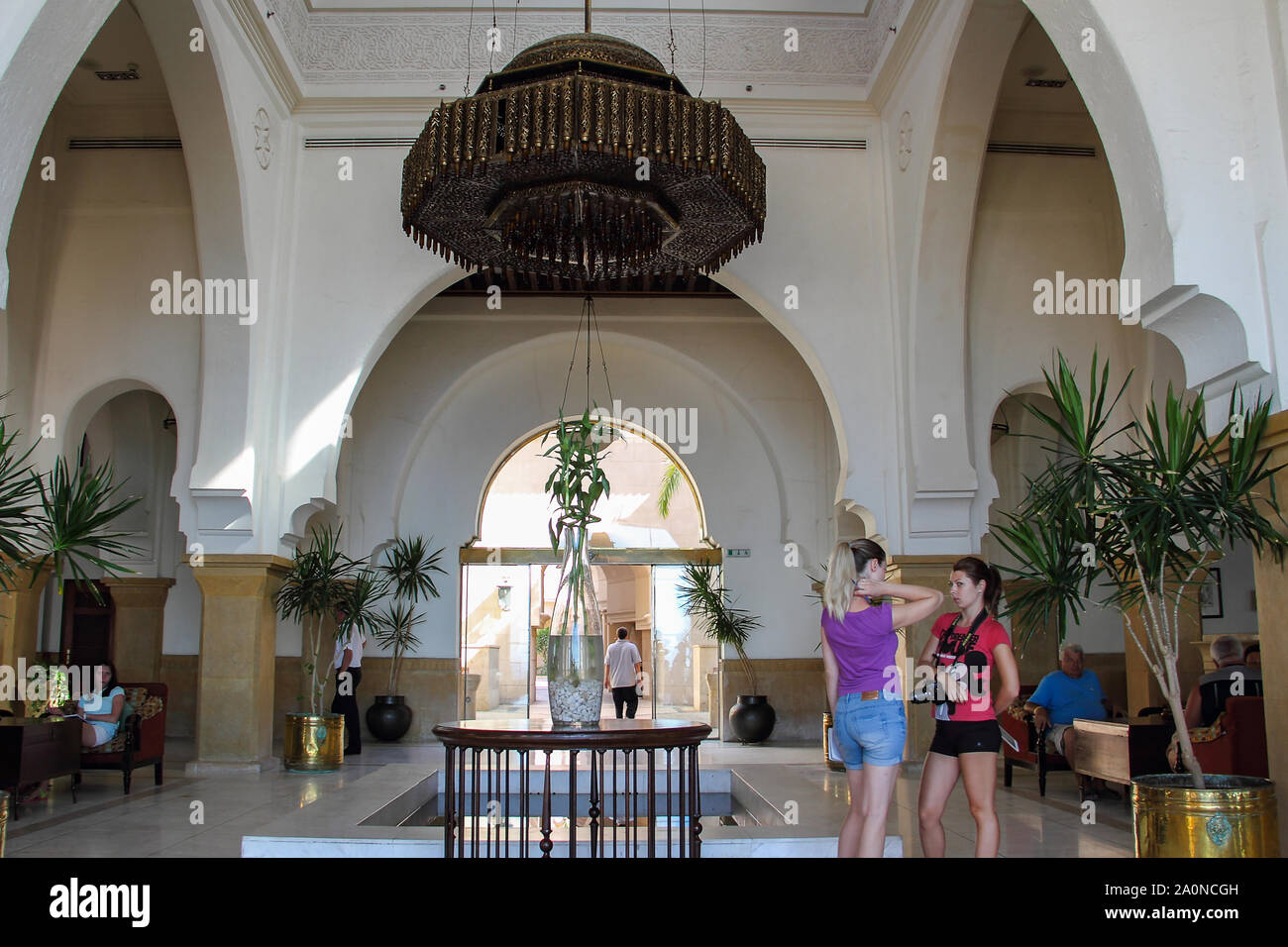 Sharm El Sheikh, Egypt, September 05, 2018. Hotel Continental Garden Reef Resort. Hall of a modern hotel. Tourists relax in the resort of the Red Sea. Stock Photo