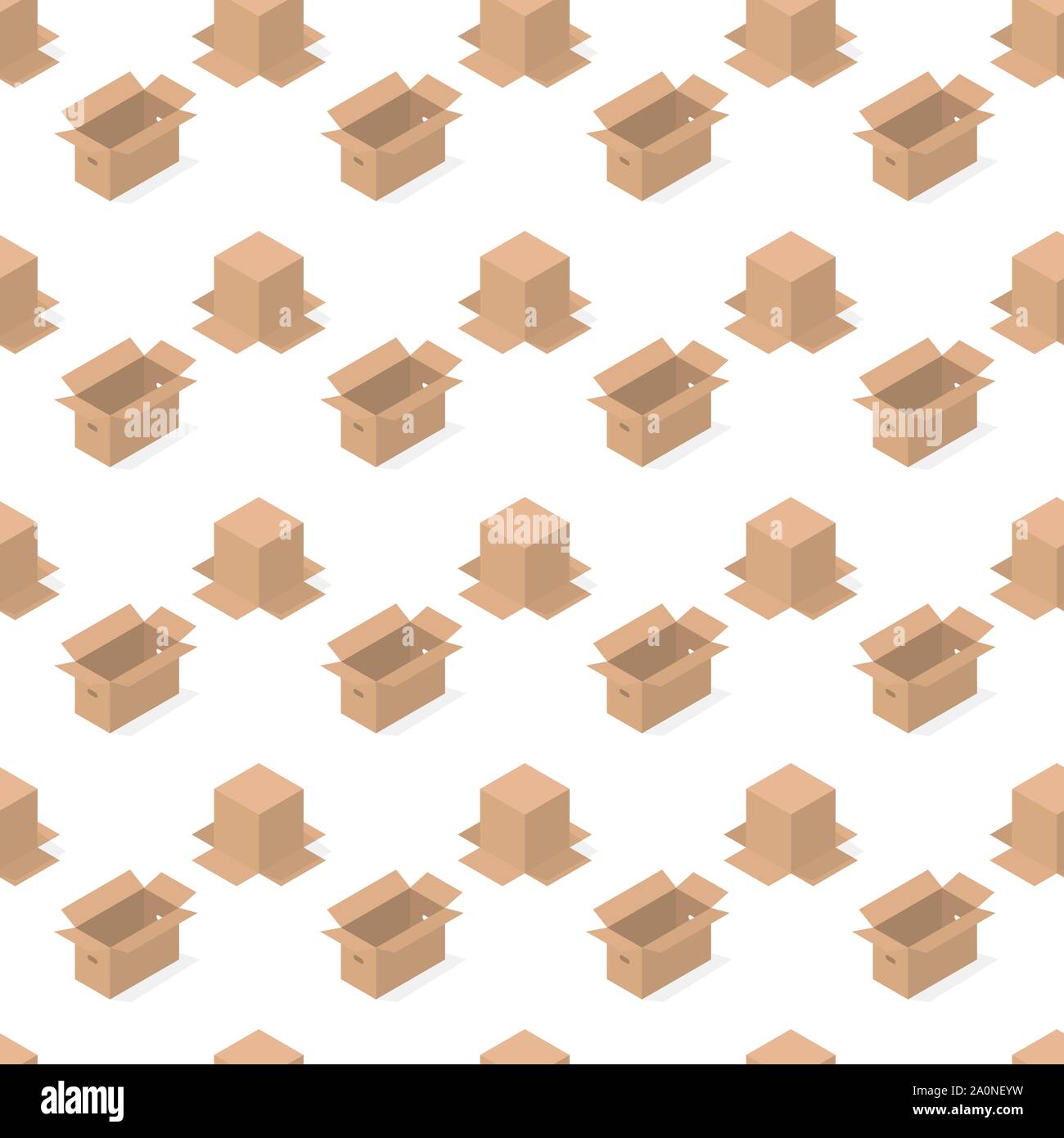 Seamless background from a set of 3D cardboard boxes, vector illustration. Stock Vector