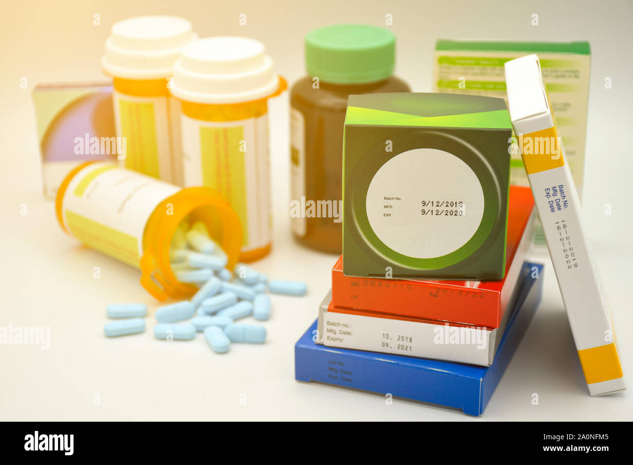 Pharmaceutical products with manufacturing date and expiry date on