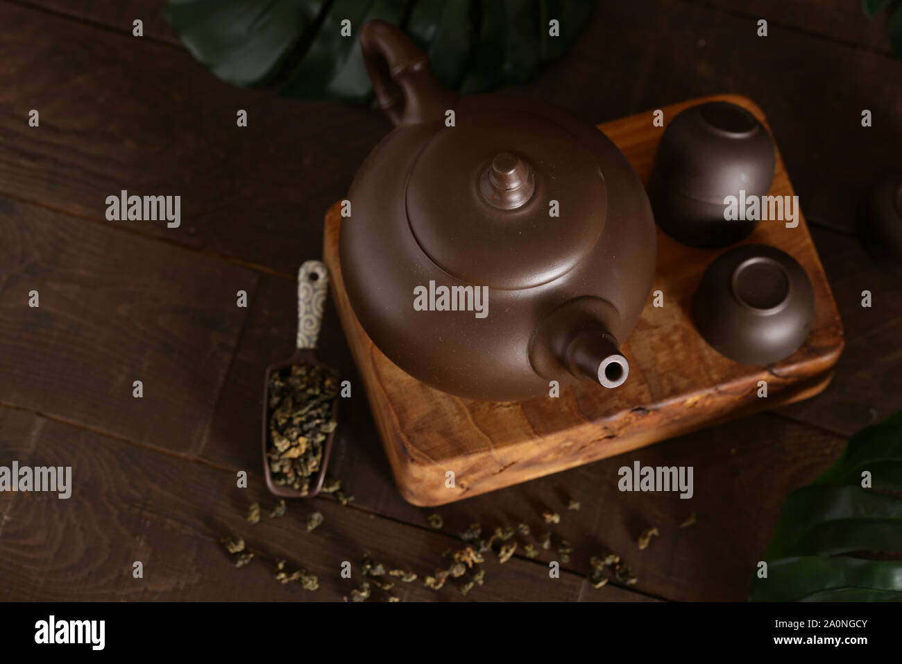 tea set for the ceremony green tea Stock Photo - Alamy