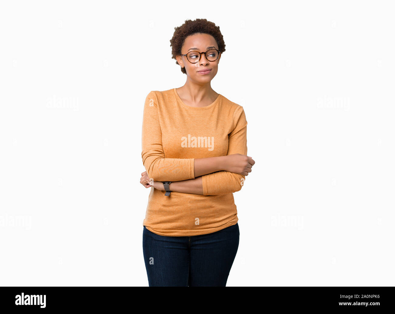Young beautiful african american woman wearing glasses over isolated ...