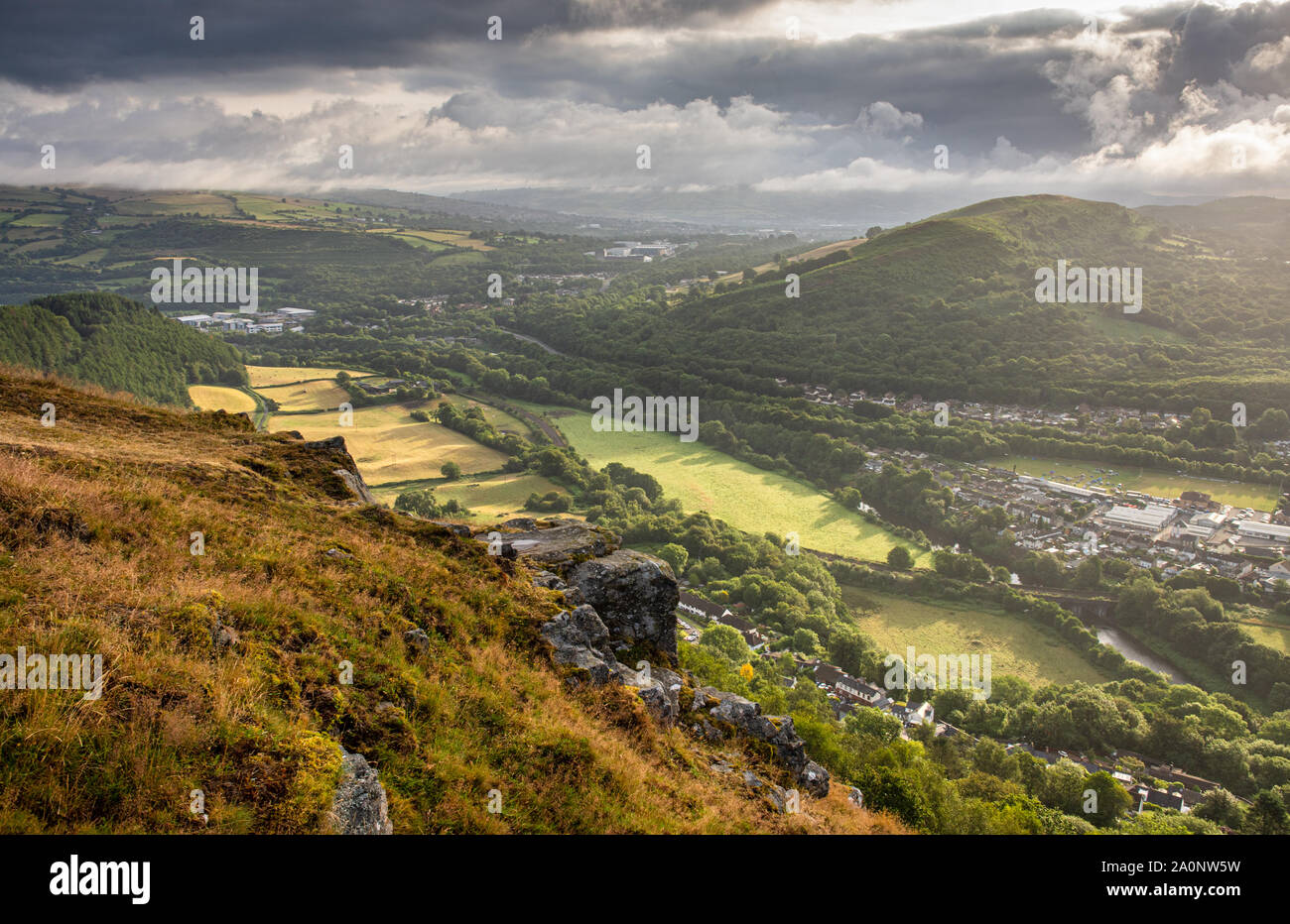 The rising sun lights up the hills and valleys of South Wales at Taff's
