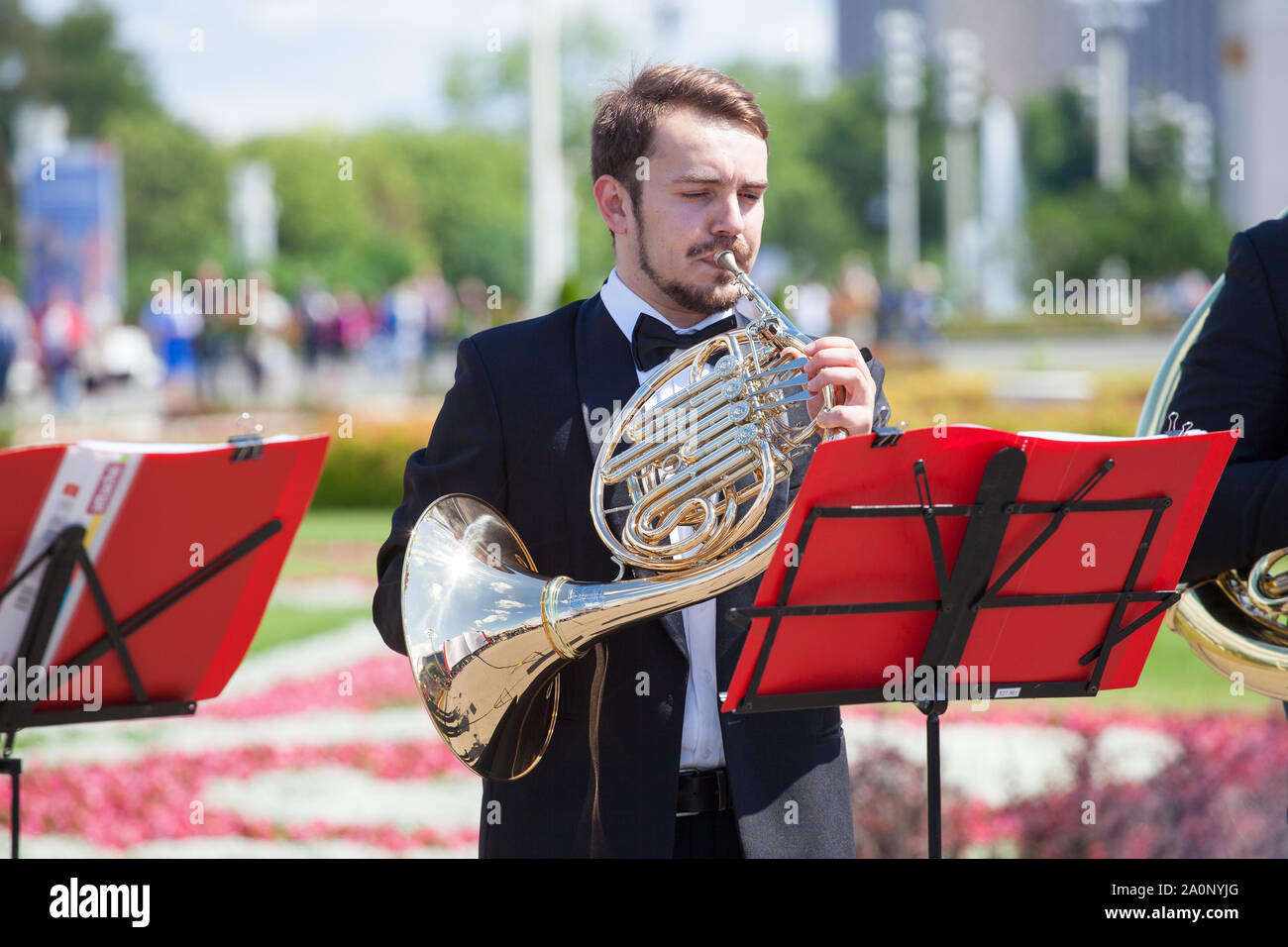 Moscow, Russia, New Life Brass band classical quintet of brass wind