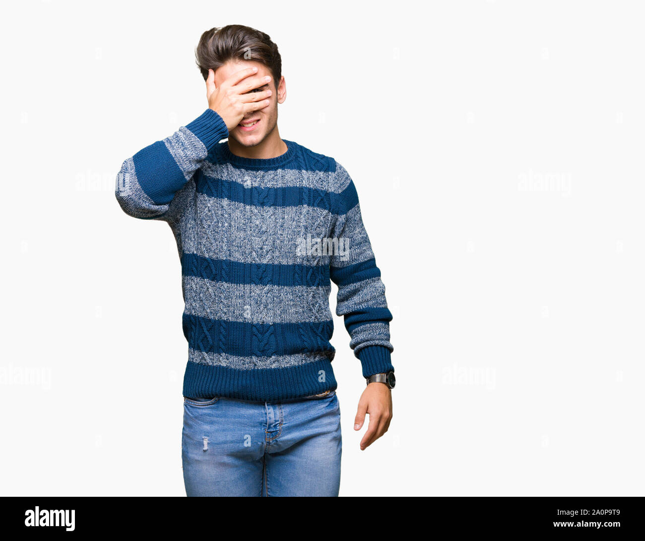 Young handsome man over isolated background smiling and laughing with ...