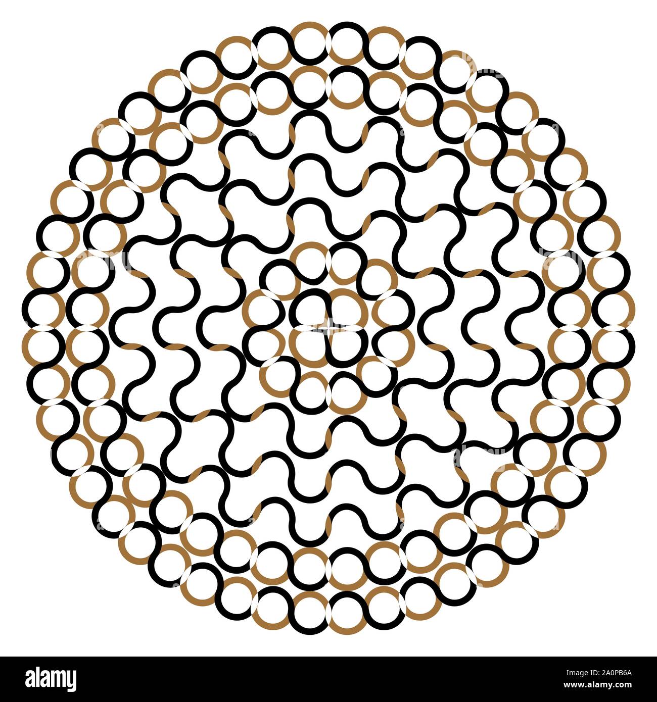 Round shape with circle dots. Vector chain template texture. Stock Vector