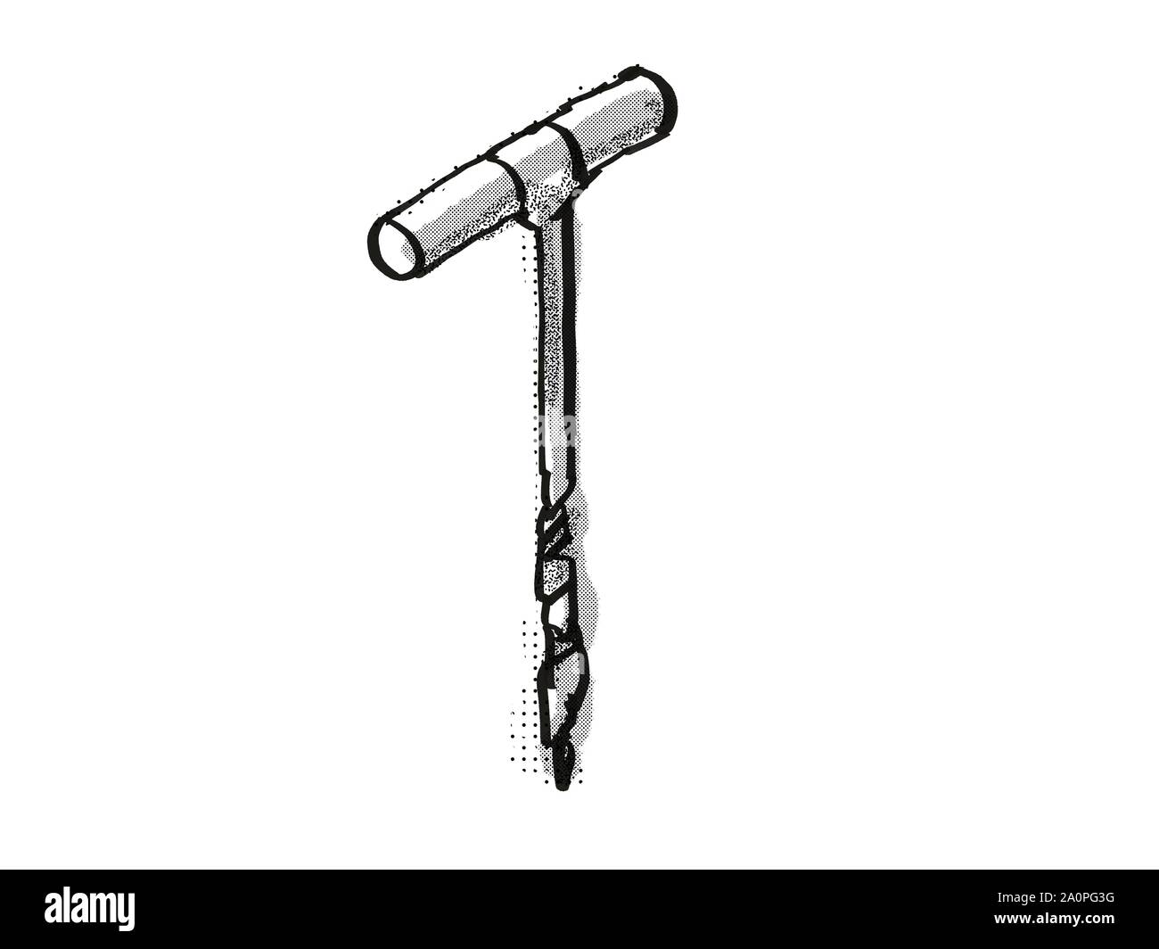 Retro cartoon style drawing of a Thandle auger or gimlet , a