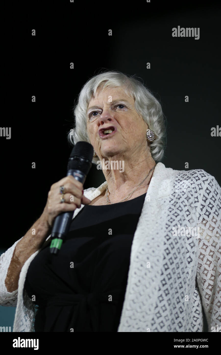 Newport, Wales, Uk. 21st Sep, 2019. Newport, Wales, UK, September 21st 2019. Ann Widdecombe MEP during the Brexit Party conference at the Neon Theatre in Newport, Wales, part of tour of Brexit Party events across Britain. Credit: Mark Hawkins/Alamy Live News Stock Photo