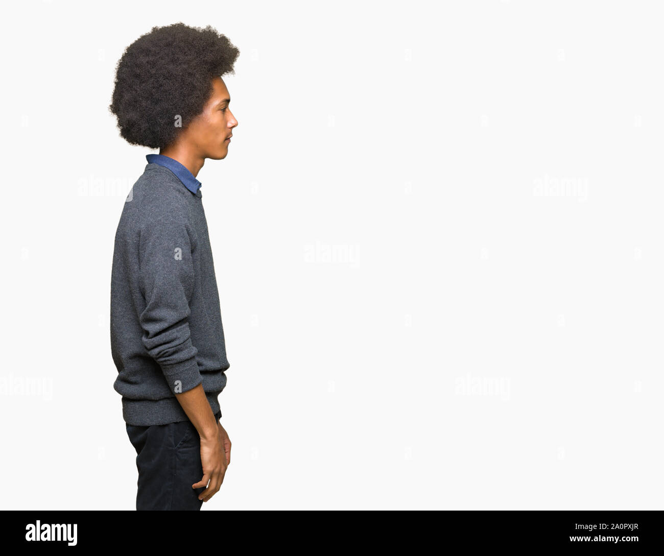 Young African American Business Man With Afro Hair Looking To Side
