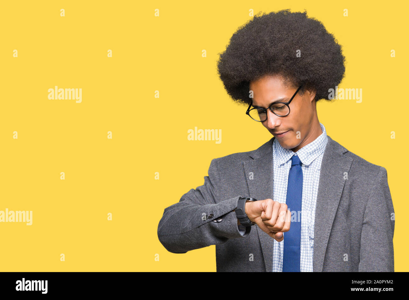 Young African American Business Man With Afro Hair Wearing Glasses