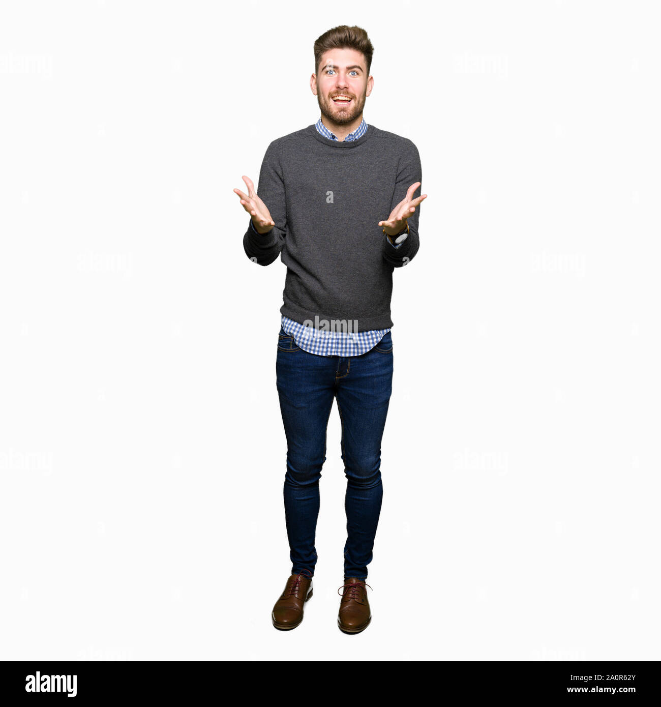 Crazy amazed young man Cut Out Stock Images & Pictures - Alamy