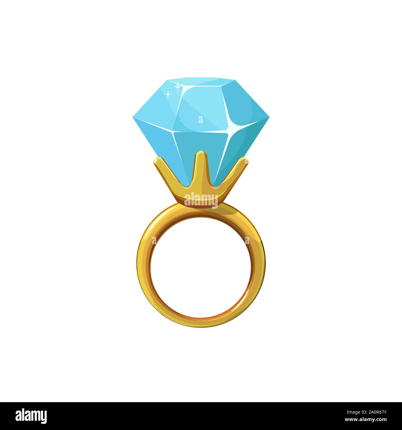 Big diamond golden ring. Clipart vector illustration Stock Vector