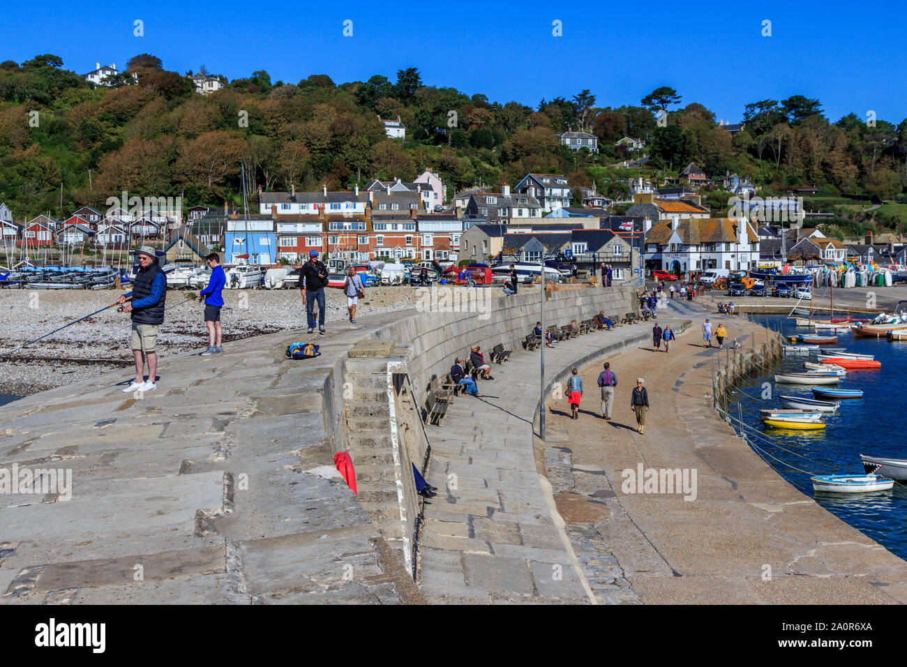 lyme regis south coast uk holiday resort, the historic cobb harbour