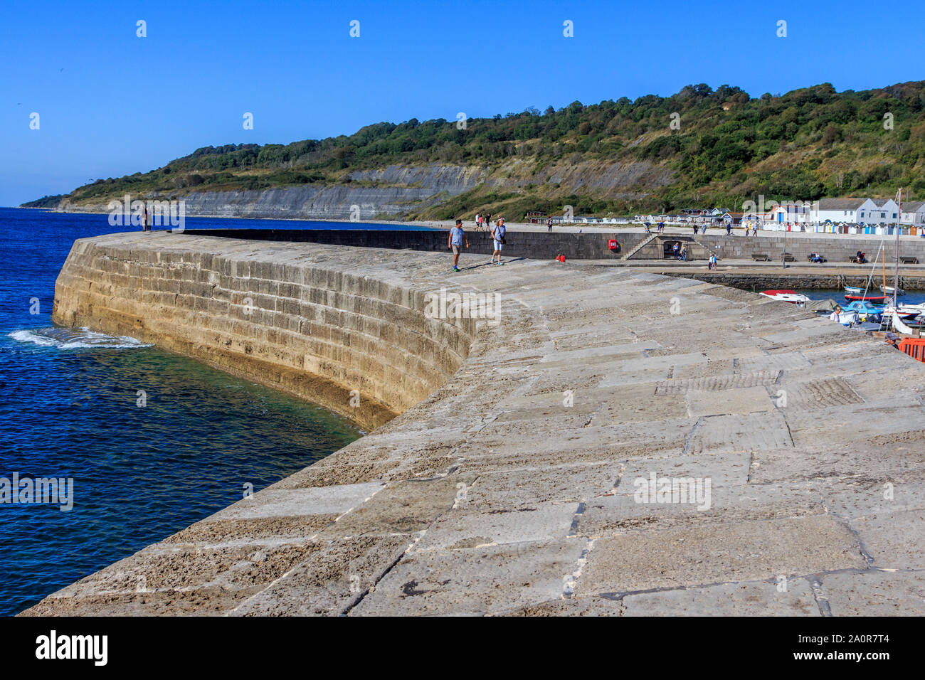 lyme regis south coast uk holiday resort, the historic cobb harbour, dorset, england, uk, gb Stock Photo