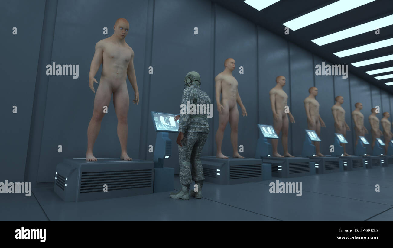3d render. Cloning human factory Stock Photo