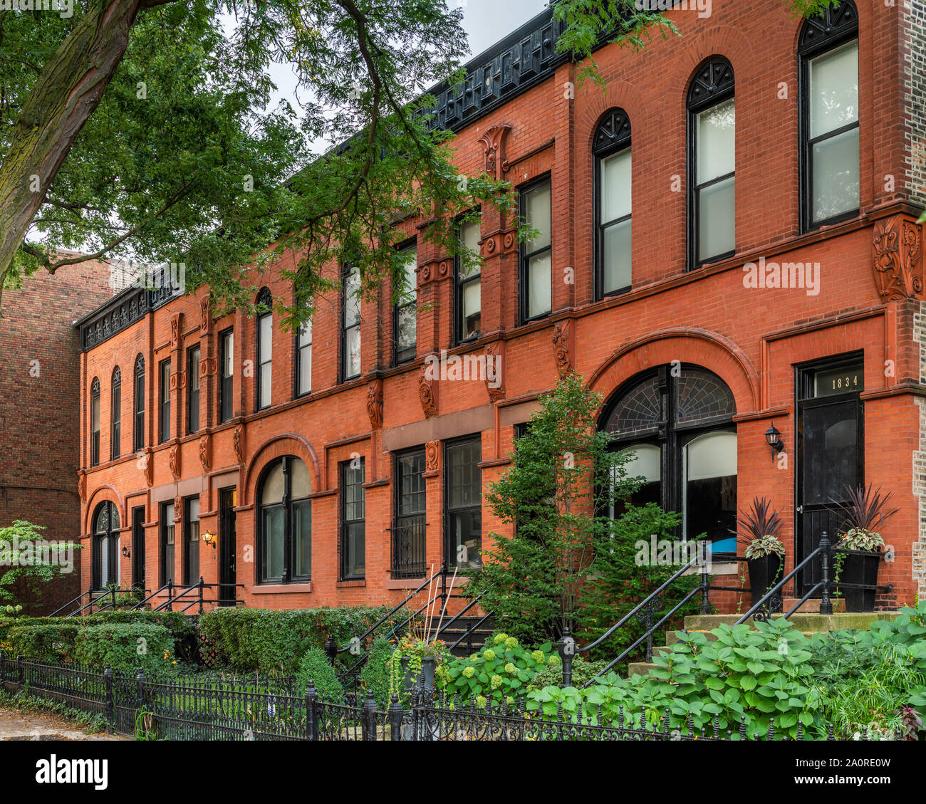 Ann Halsted Rowhouses in the Lincoln Park neighborhood, designed by Louis Sullivan Stock Photo