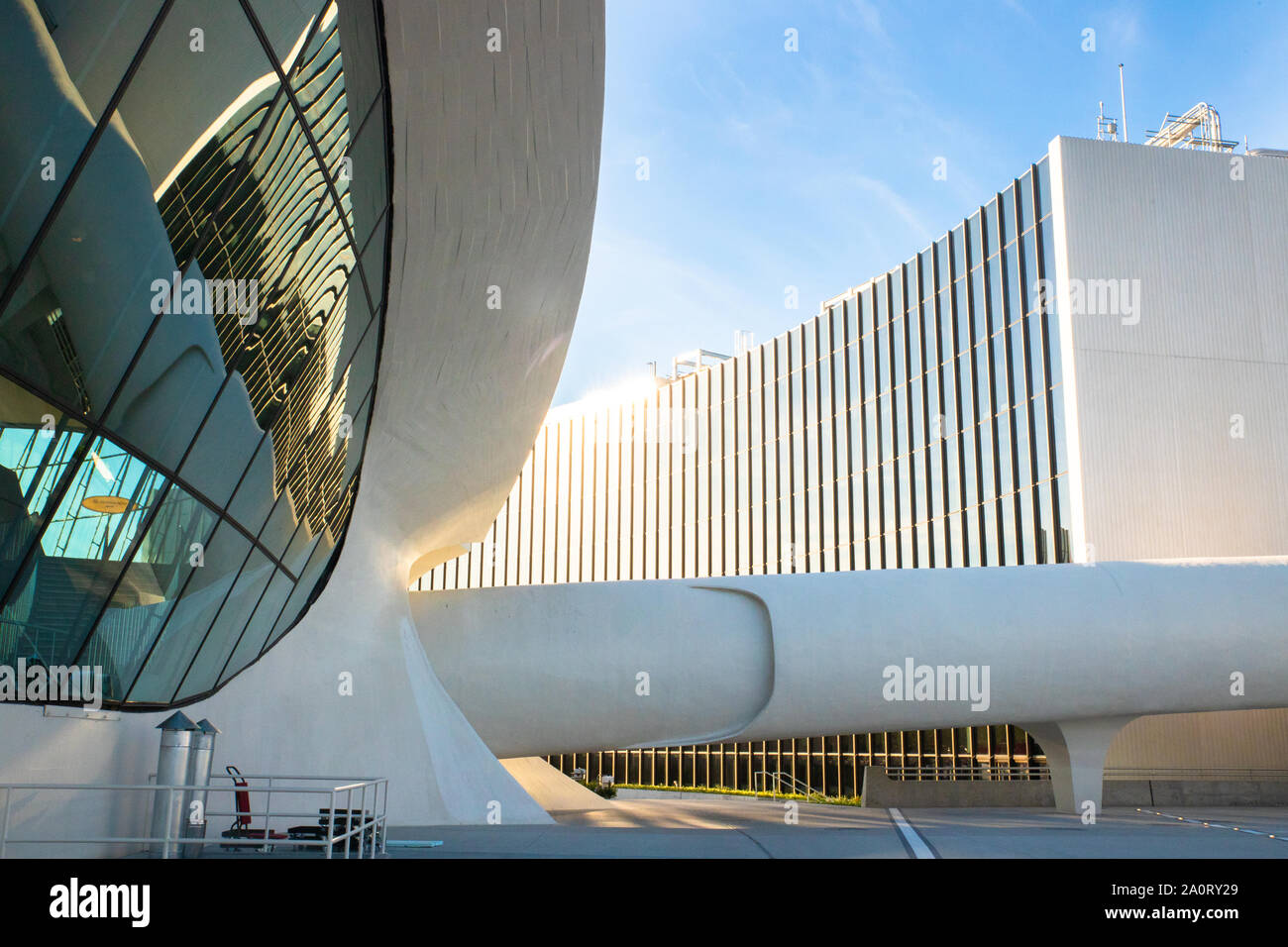 NEW YORK CITY, NEW YORK - SEPTEMBER 20, 2019: Exterior view of the historic TWA Hotel, formerly the TWA Flight Center at Kennedy Airport in Queens NY. Stock Photo