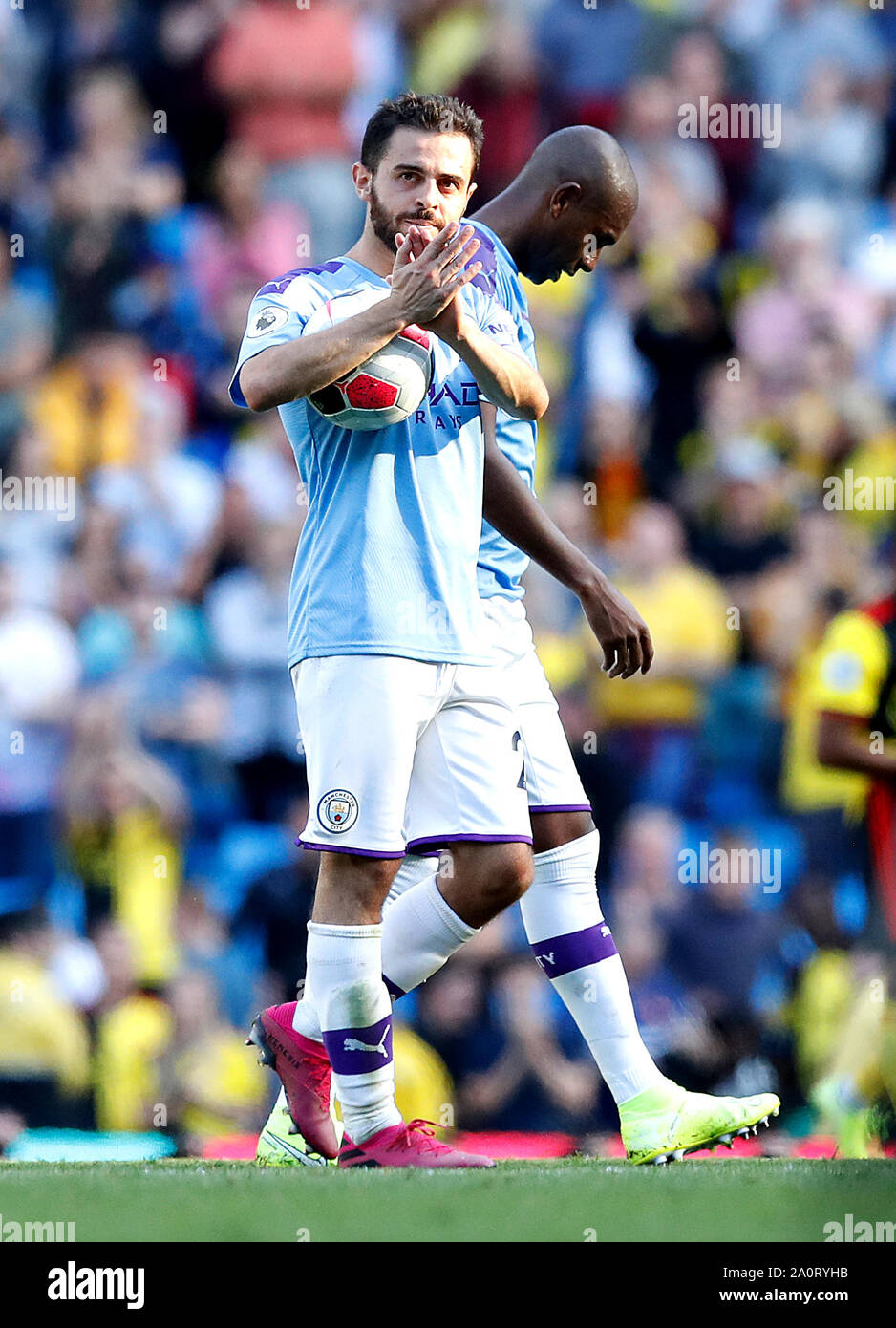 Manchester City's Bernardo Silva with the match ball after the final