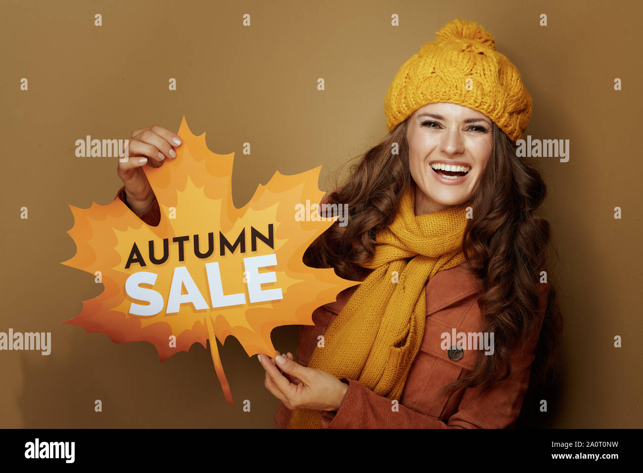 Happy woman in beret showing hi-res stock photography and images - Alamy