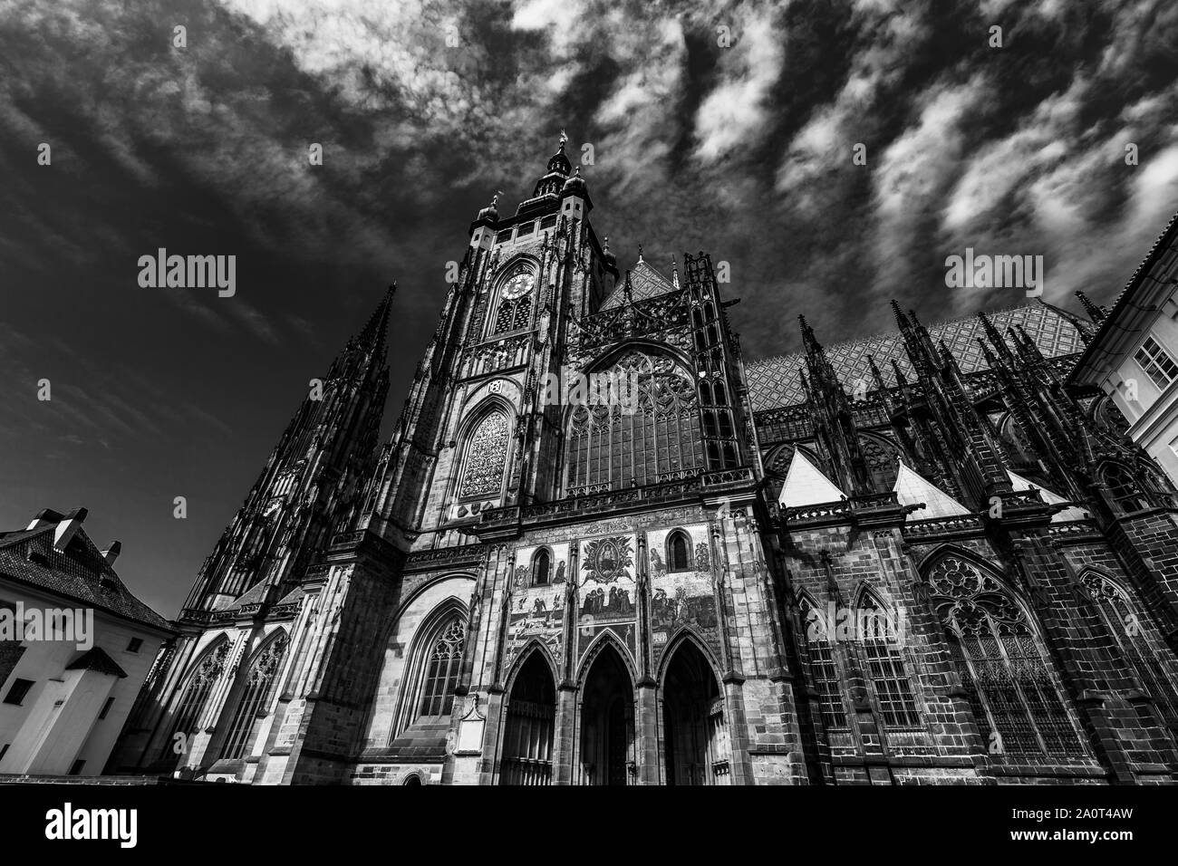 PRAGUE, CZECH REPUBLIC, SEPTEMBER 11 : exteriors of saint Vitus cathedral, Prague castle, czech republik, september 11, 2019 in Prague, czech republic Stock Photo