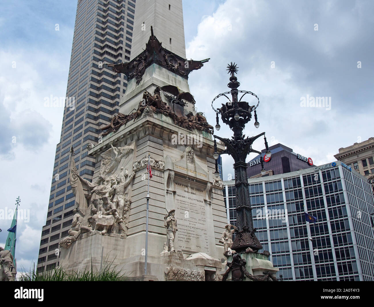 War for the Union (Civil War) Entrance to Soldiers & Sailors Monument, Indianapolis, Indiana, USA, July 26, 2019, © Katharine Andriotis Stock Photo