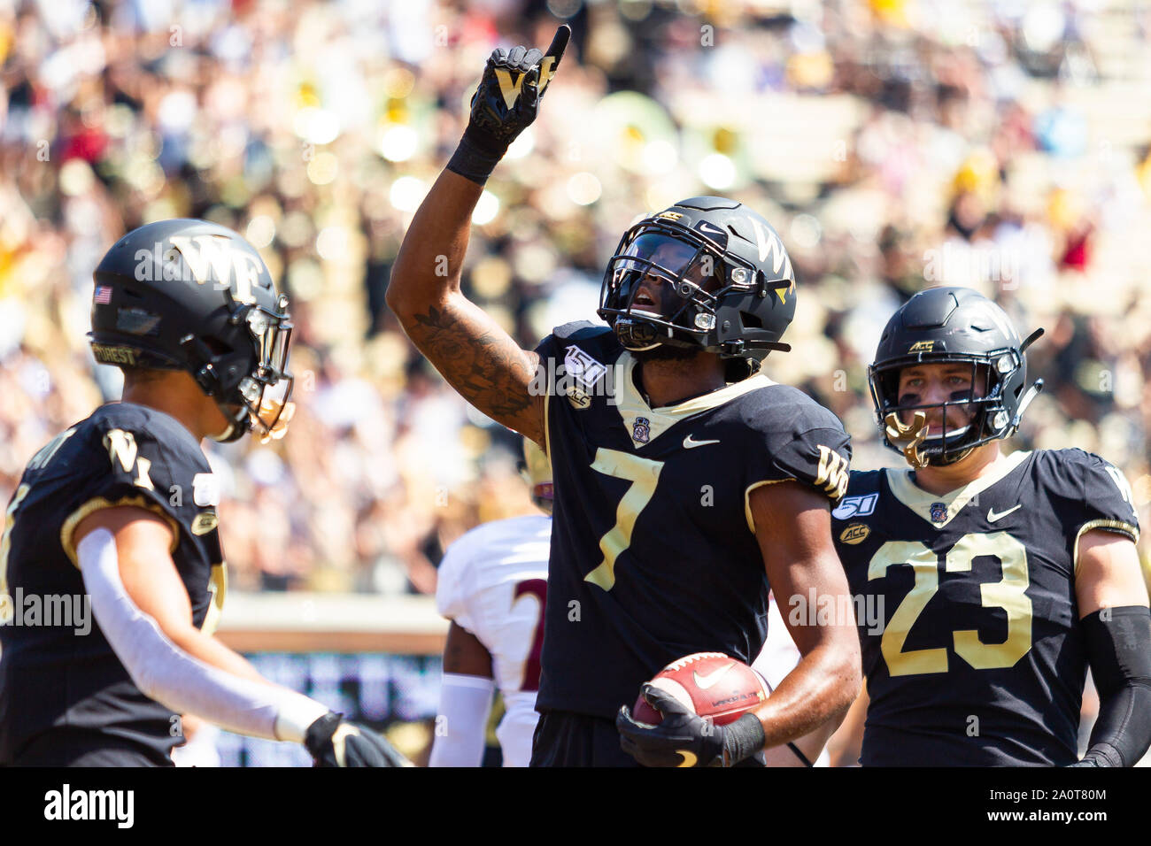 Winston-Salem, NC, USA. 21st Sep, 2019. Wake Forest Demon Deacons Wide ...