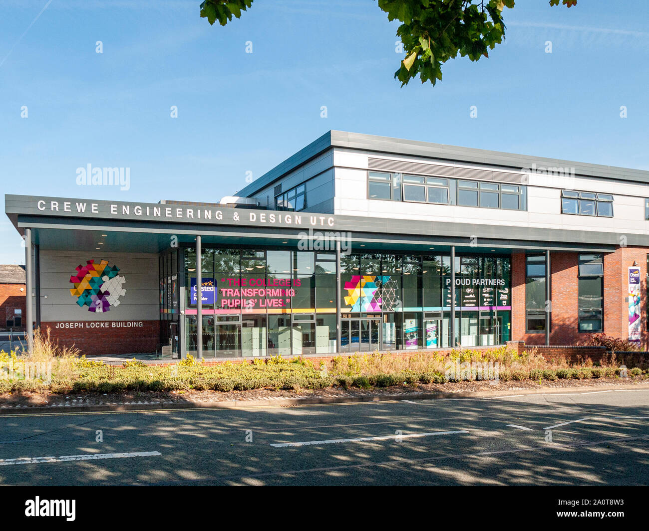 Crewe Engineering and Design UTC in Joseph Locke building, Crewe Cheshire UK Stock Photo