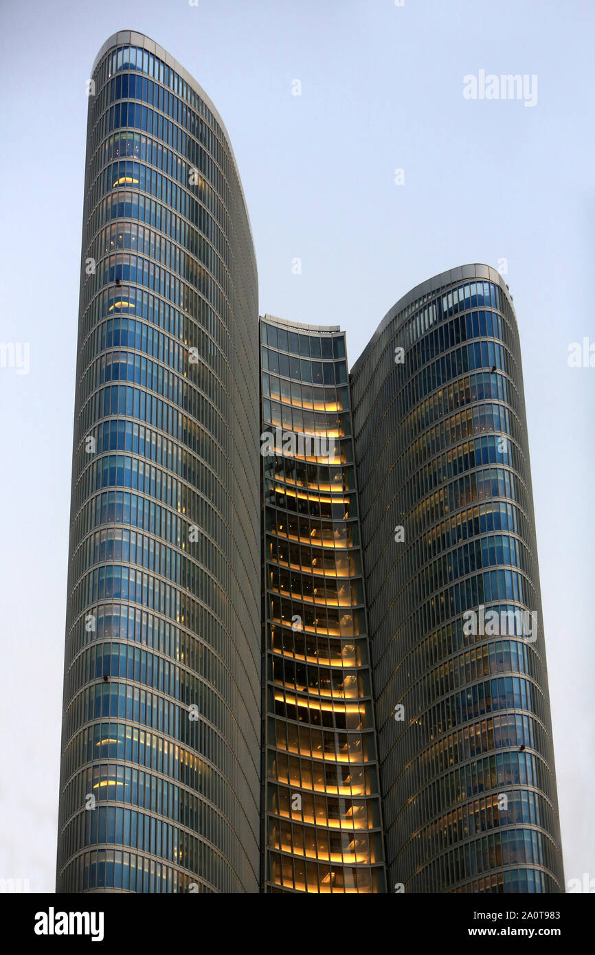 Abu Dhabi Investment Authority. ADIA. 1977. Abou Dhabi. Emirats Arabes Unis. / Abu Dhabi Investment Authority. ADIA. 1977. Emirate of Abu Dhabi. Stock Photo