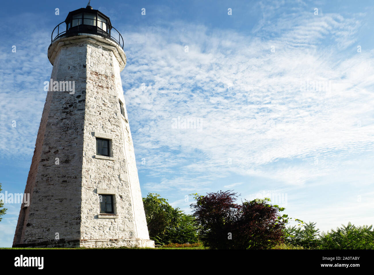 Rochester, New York, USA. September 20, 2019. View of the Charlotte-Genesee Lighthouse, built in 1822, in Charlotte, a suburb of Rochester, near the s Stock Photo