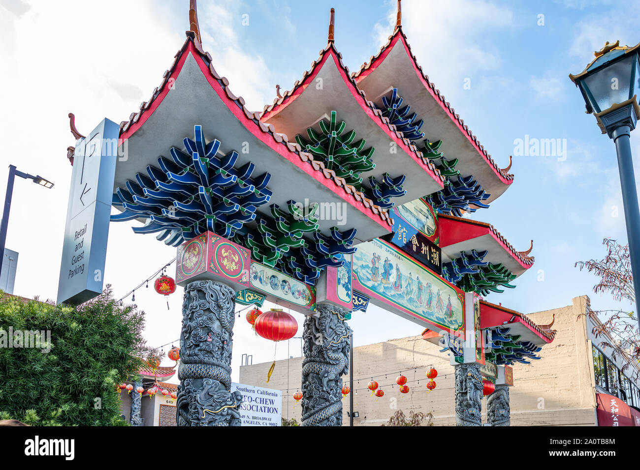 Los Angeles, California USA. June 1, 2019. LA Chinatown gate, chinese