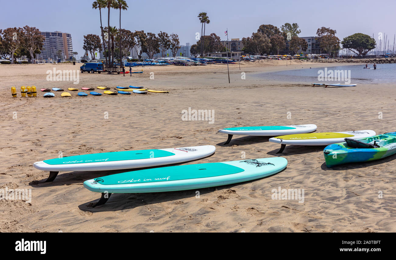 Surfers Del Rey Los Angeles California USA. May 30, 2019. Marina del Rey beach, Surf ...