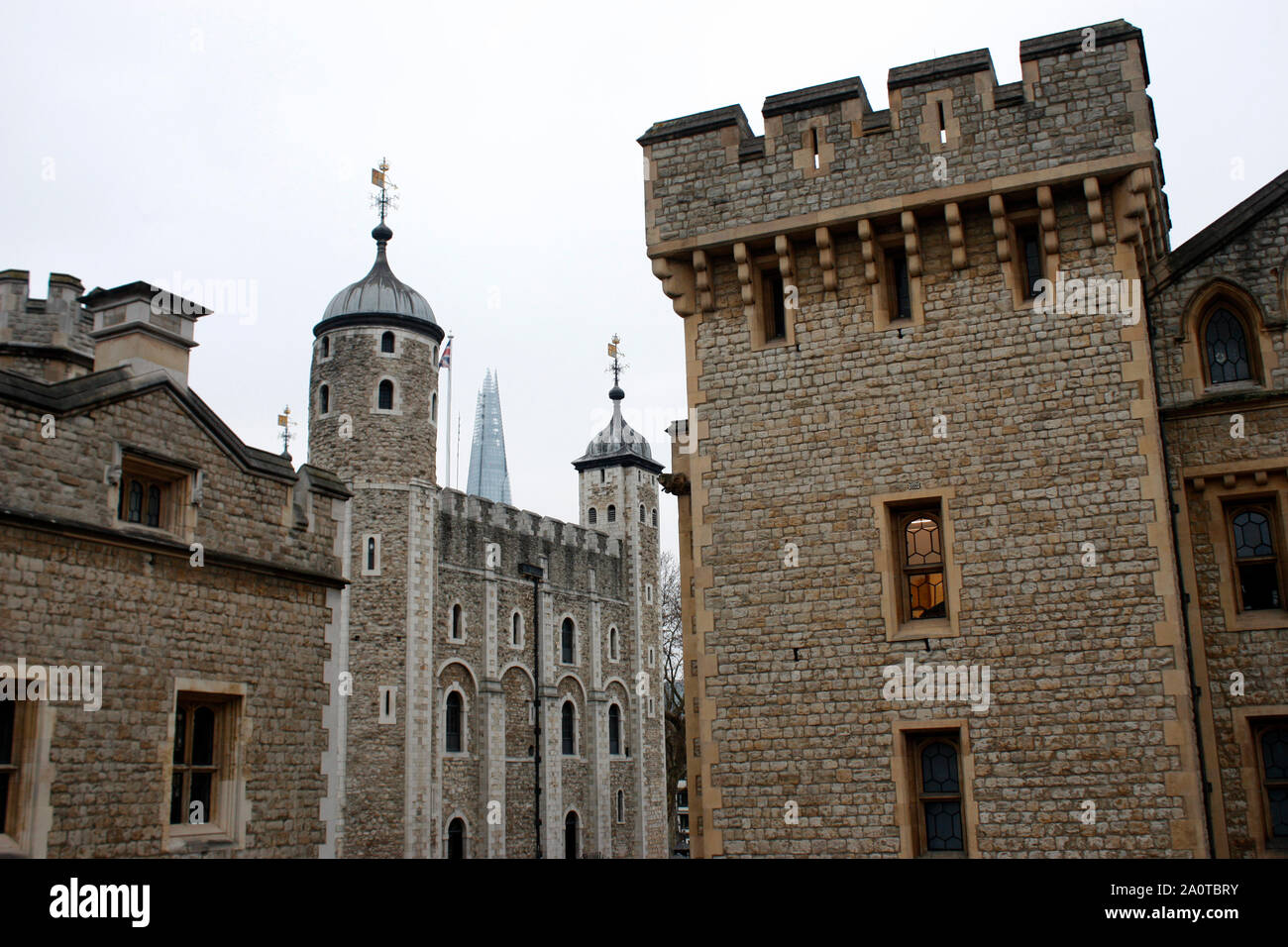 White tower at London built by William the Conqueror Stock Photo