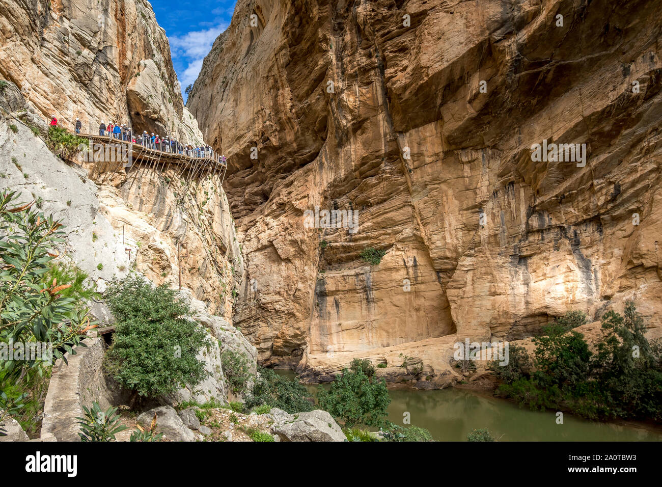 Walkways and  cliffs of Caminito del Rey,  Malaga, Andalusia, Spain April 24 2019 Stock Photo