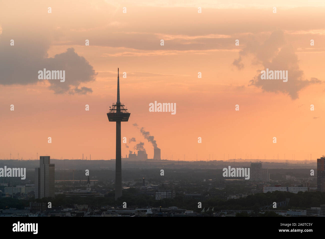 View of the Cologne TV tower in the evening Stock Photo
