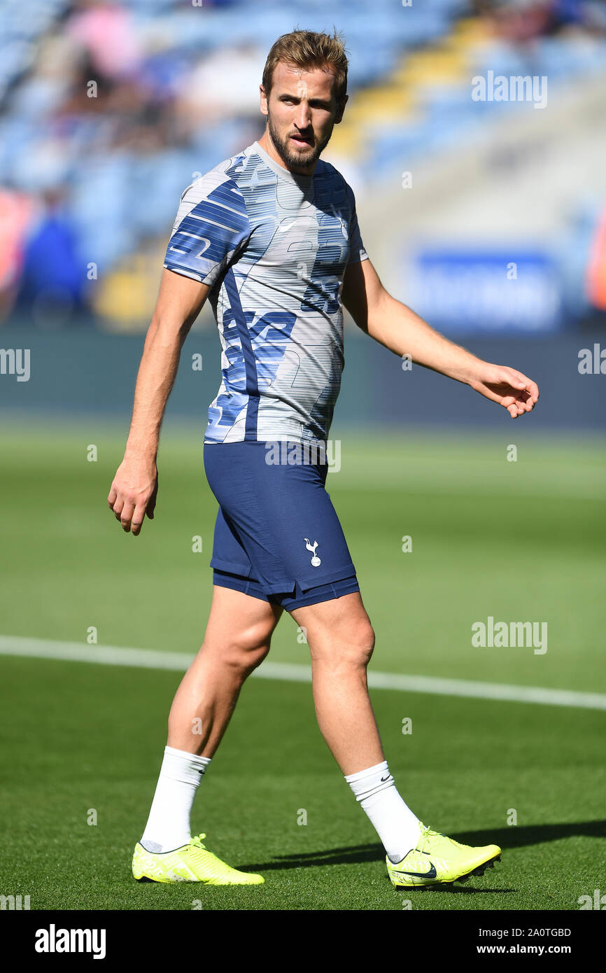 21st September 2019, King Power Stadium, Leicester, England ; Premier League Football, Leicester City vs Tottenham Hotspur : Harry Kane (10) of Tottenham Hotspur warms up   Credit: Jon Hobley/News Images  English Football League images are subject to DataCo Licence Stock Photo