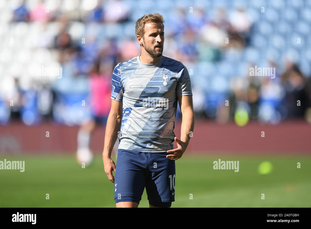 21st September 2019, King Power Stadium, Leicester, England ; Premier League Football, Leicester City vs Tottenham Hotspur : Harry Kane (10) of Tottenham Hotspur warms up   Credit: Jon Hobley/News Images  English Football League images are subject to DataCo Licence Stock Photo