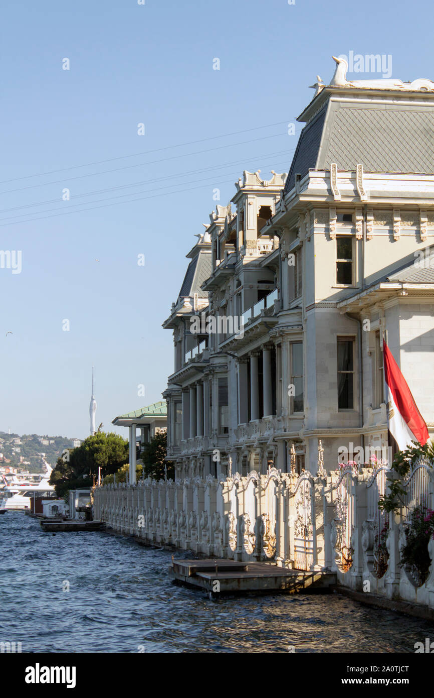 Ismail Pasha Yalisi, 1902, built by Italian architect Raimondo D'Aranco is home to the Consulate General of Arab Republic of Egypt, in Istanbul. Stock Photo