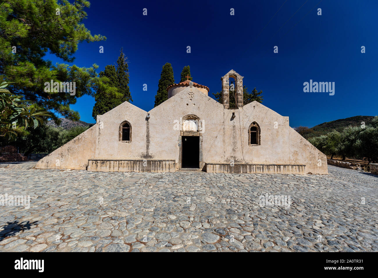 Byzantine Church Panagia Kera in Kritsa, Crete, Greece Stock Photo