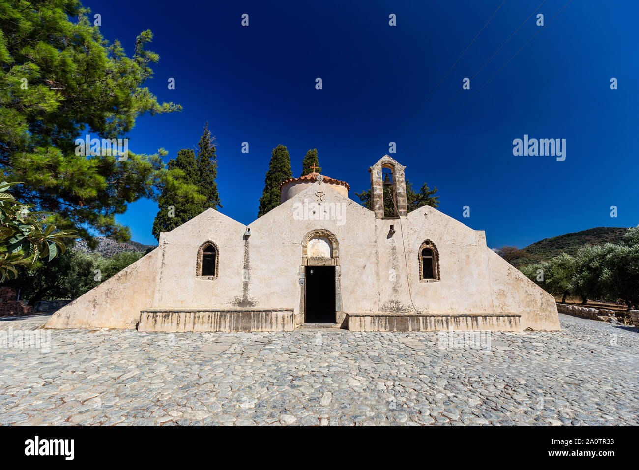 Byzantine Church Panagia Kera in Kritsa, Crete, Greece Stock Photo