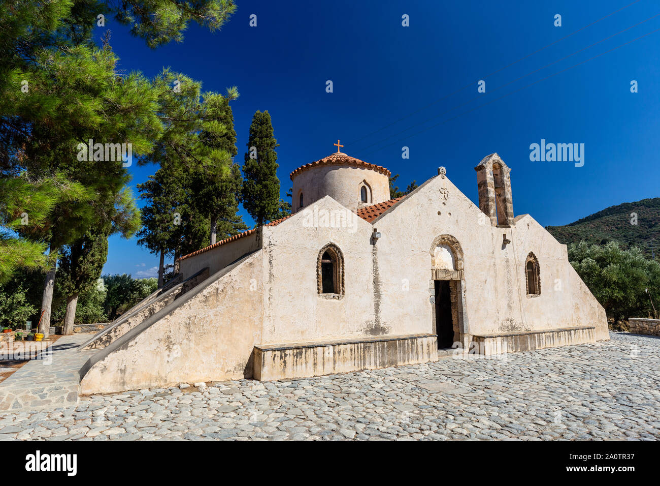 Byzantine Church Panagia Kera in Kritsa, Crete, Greece Stock Photo