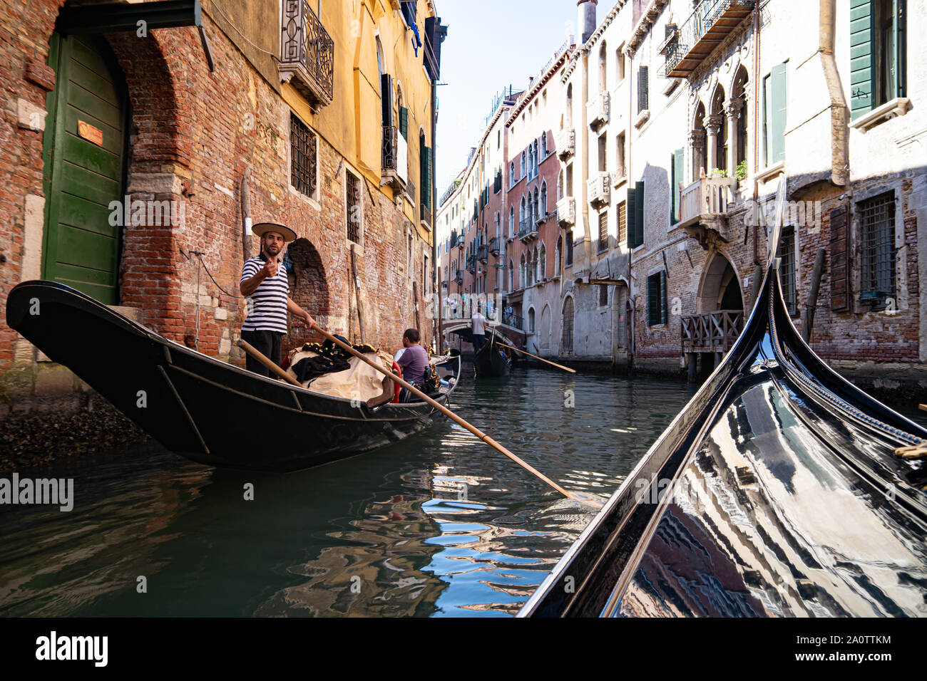 straw boater hat on a gondola 