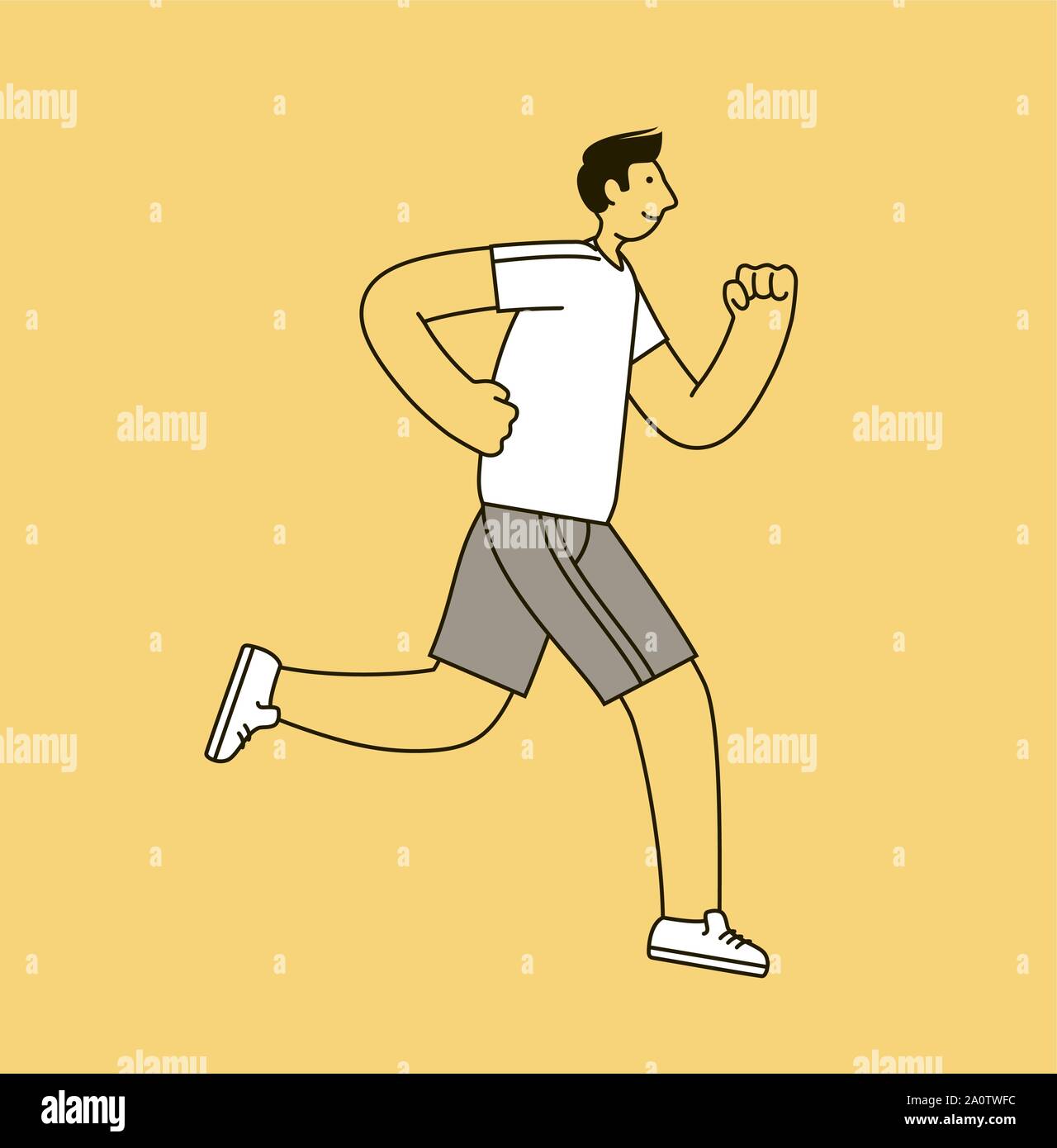 Jogging man. Sport, fitness concept. Linear style vector illustration Stock Vector