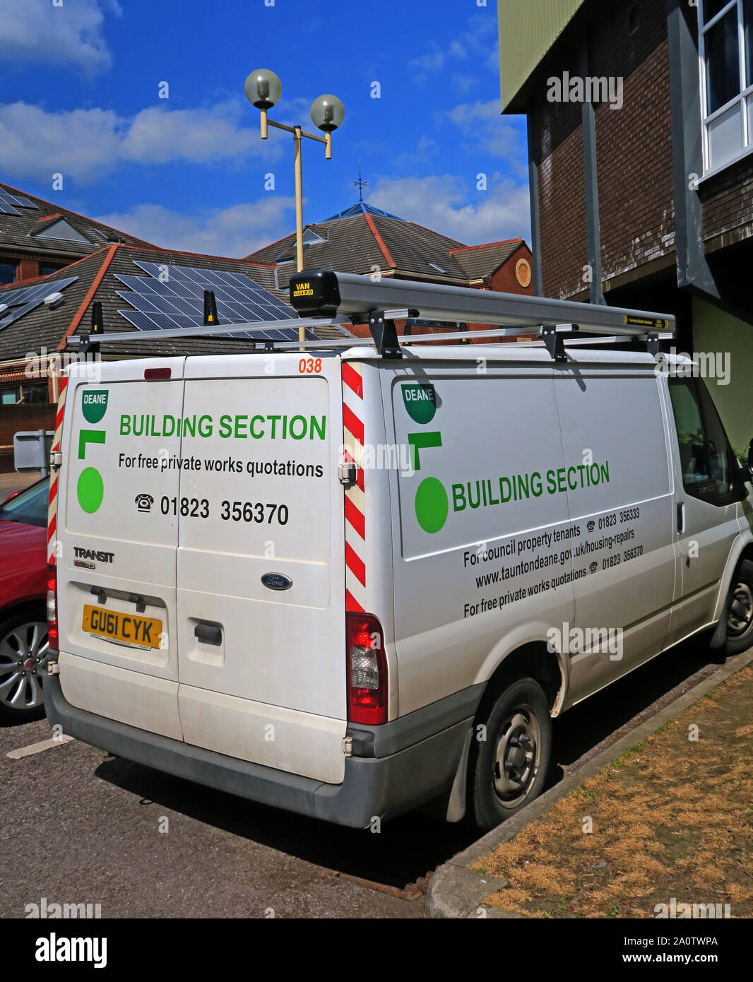 Deane Building Section white van, West Somerset and Taunton District Council, town centre, Taunton, Somerset , England, Stock Photo