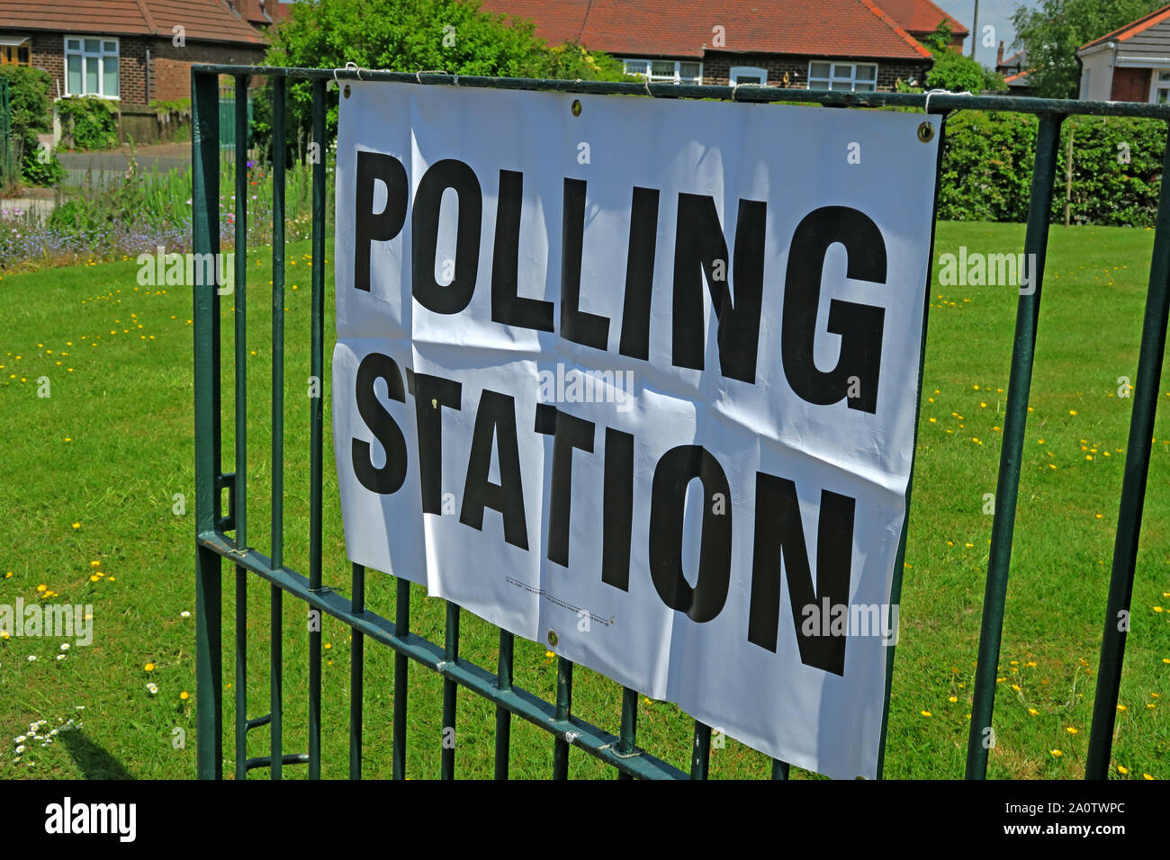 Local and Westminster Elections Polling station in a Library Building , Victoria Avenue, Grappenhall, Warrington, Cheshire, England, UK Stock Photo