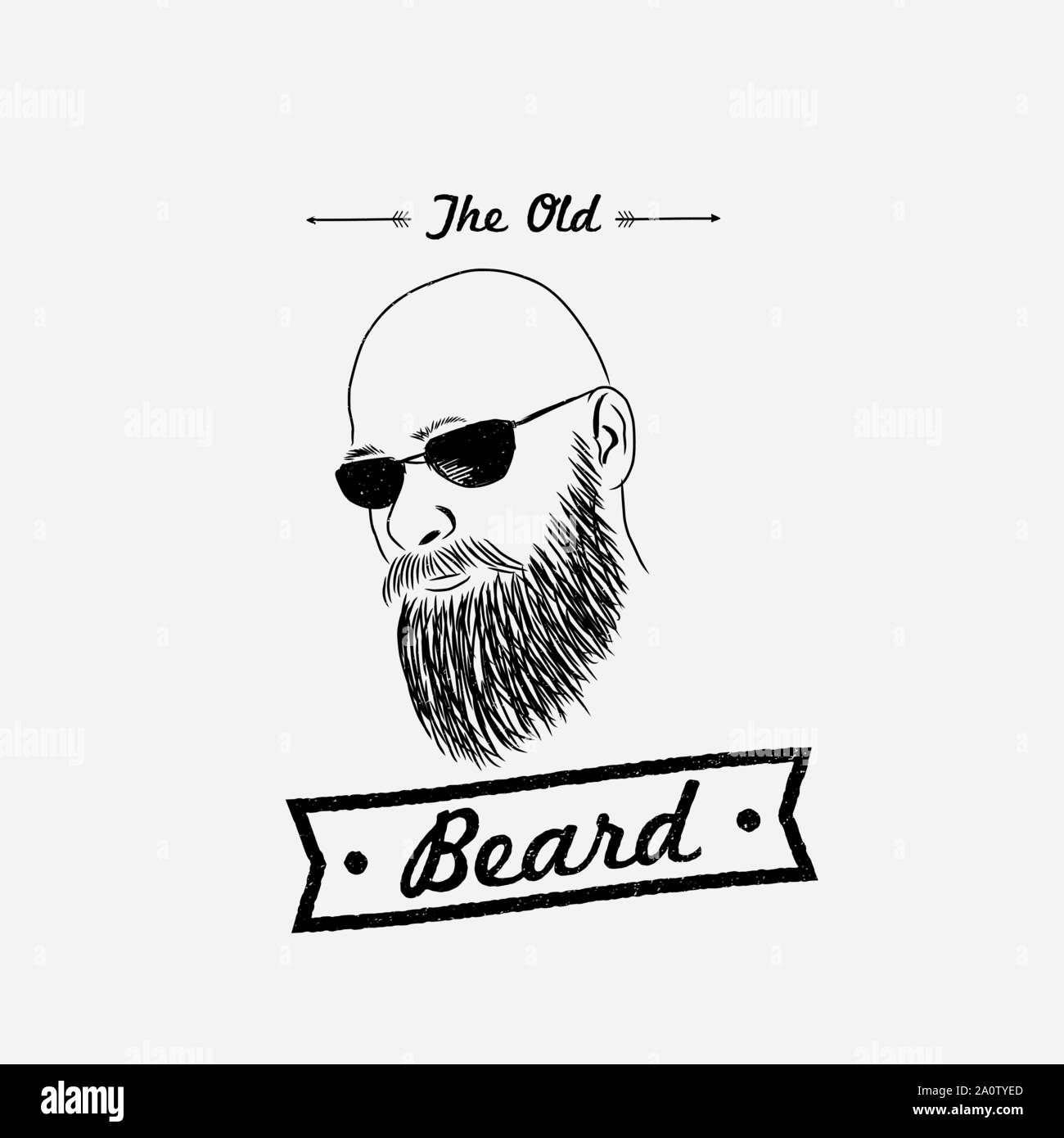 bald man with beard, vintage style vector Stock Vector Image & Art - Alamy
